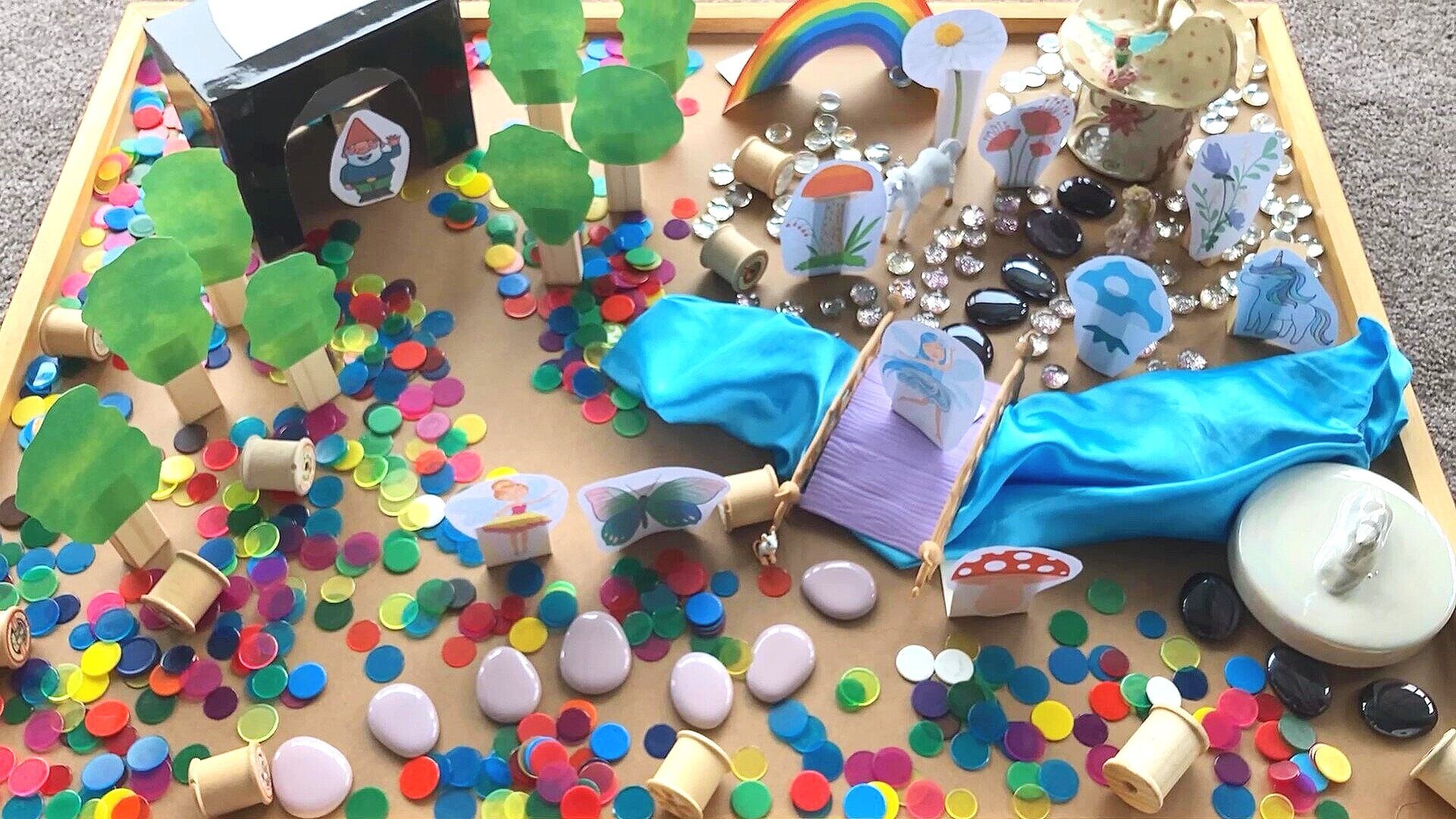 A fairy themed activity - setting up a Fairyland small world